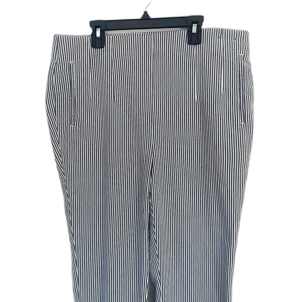 Rafaella Slim Fit Ponte Pants Pull‎ On Light Gray Pinstripe Plus Size 14 - Picture 2 of 6